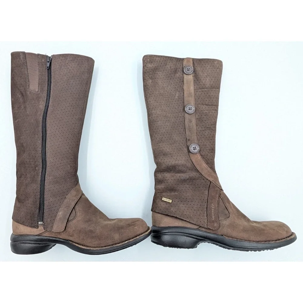 Merrell Waterproof Boots Women's Size 7‎ Brown Captiva Leather Zip Up J56038